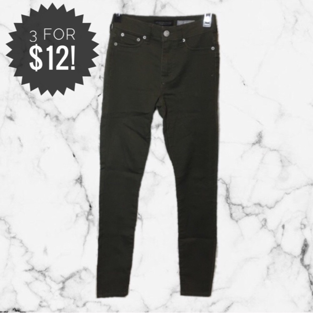 Aeropostale High Waisted Jeggings in Dark Green 0